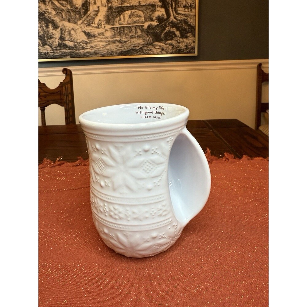 Lighthouse Christian Products White Cozy Hand Warmer Mug Scripture Coffee Cup
